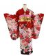 十三参り用の女の子着物[王道古典]赤に牡丹と菊に桜[身長159cmまで]No.8